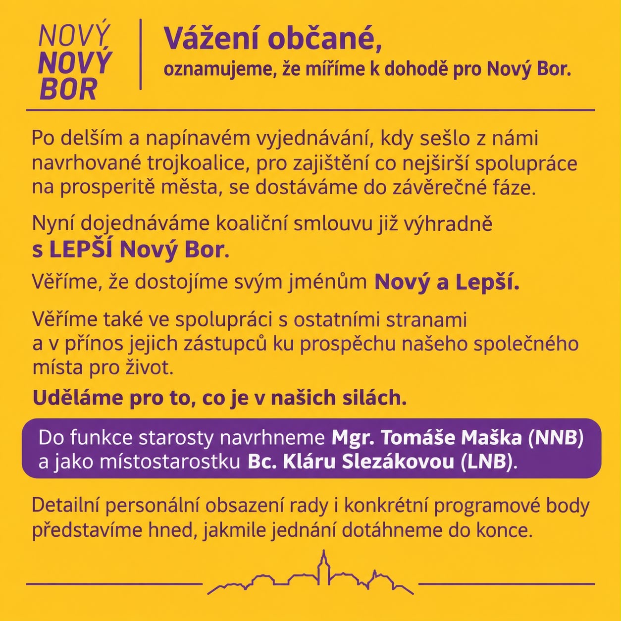 Míříme k dohodě pro Nový Bor